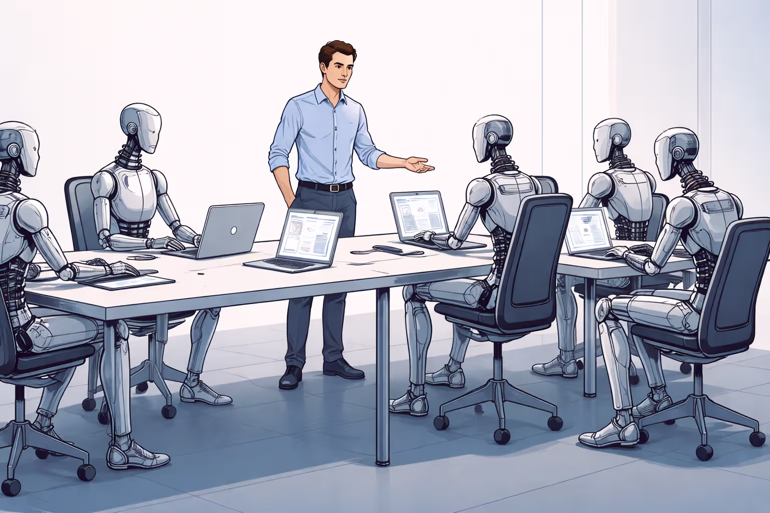 manager directing a group of AI agents